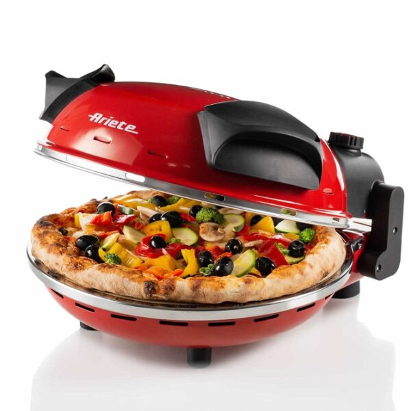 Ariete 909 Pizza in 4 minuti Forno Elettrico per Pizza con Piastra in Pietra refrattaria 1200 Watt Timer